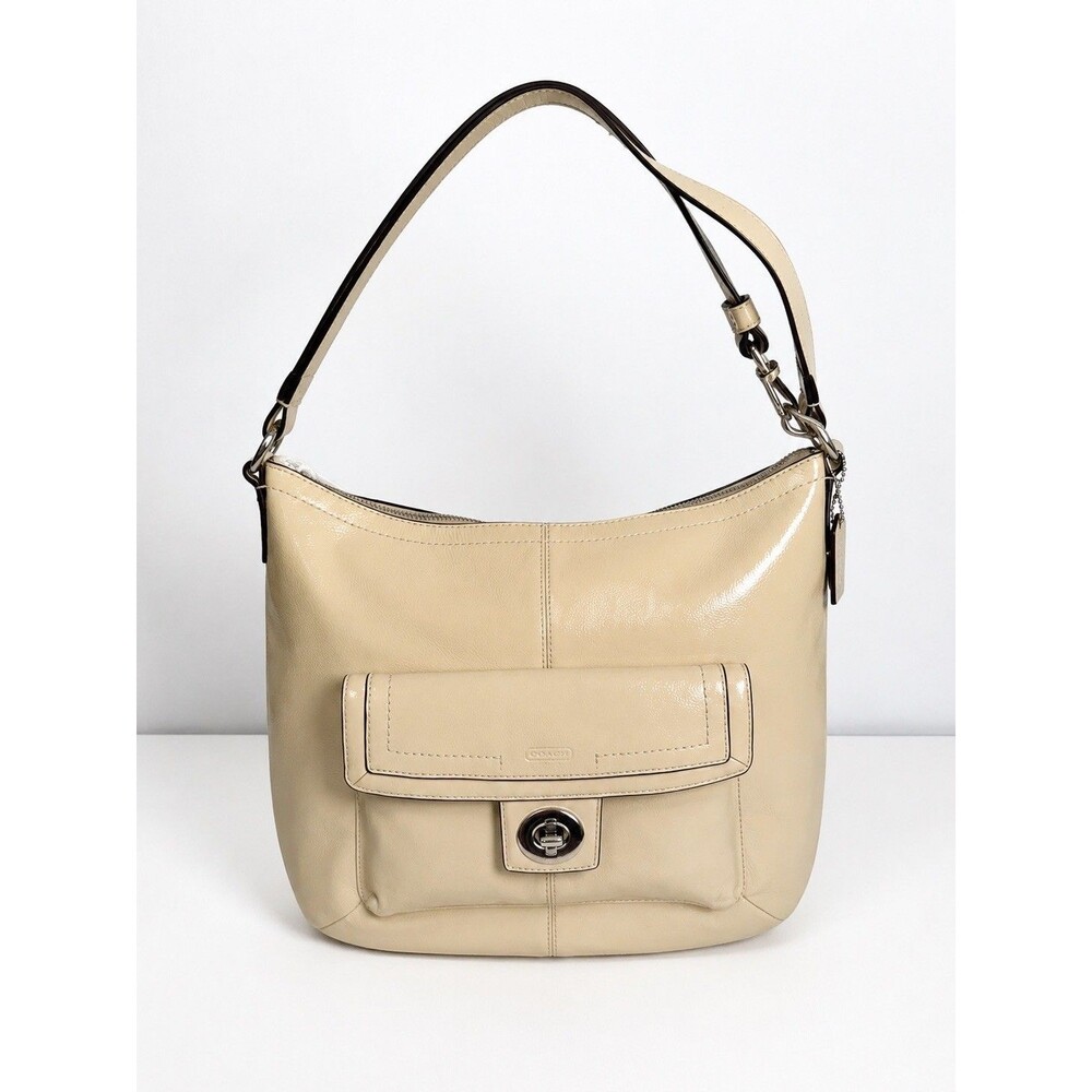 NEW NWT COACH purse Penelope Patent Leather Convertable Shoulder Bag Ivory $328